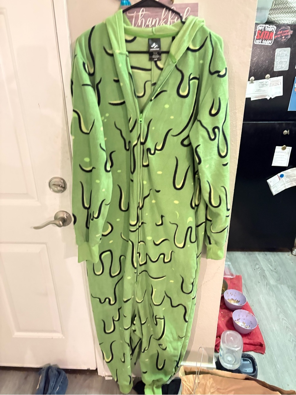 Kids Green Hooded Slime Onesie Pajamas